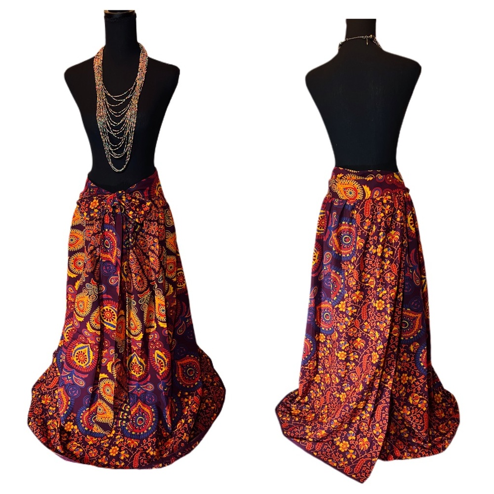 Boho Maxi Skirt Handmade High Waist Wrap Around Maxi Skirt